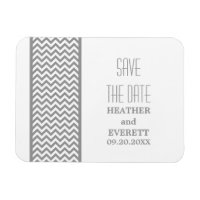 Chevron Border Save the Date Magnet, Grey