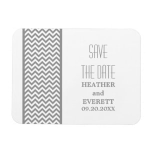 Chevron Border Save the Date Magnet, Grey Magneet