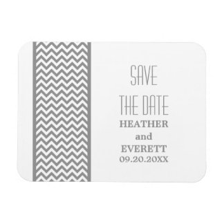 Chevron Border Save the Date Magnet, Grey Magneet