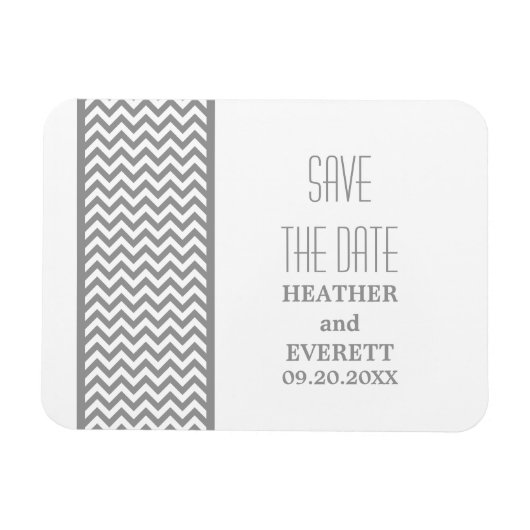Chevron Border Save the Date Magnet, Grey Magneet (Horizontaal)