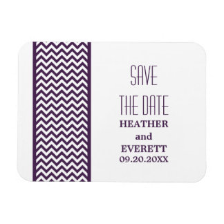 Chevron Border Save the Date Magnet, Paars Magneet