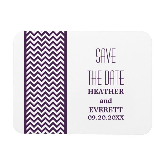 Chevron Border Save the Date Magnet, Paars Magneet (Horizontaal)