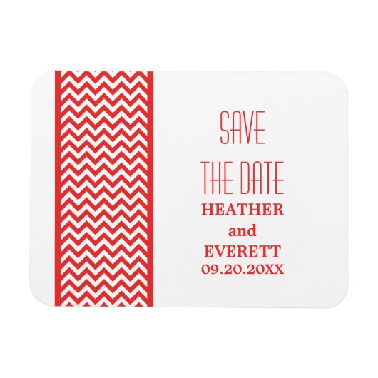 Chevron Border Save the Date Magnet, Red Magneet (Horizontaal)