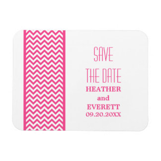 Chevron Border Save the Date Magnet, Roze Magneet