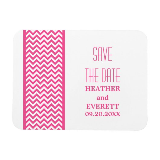 Chevron Border Save the Date Magnet, Roze Magneet (Horizontaal)