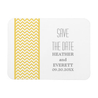 Chevron Border Save the Date Magnet, Yellow Magneet