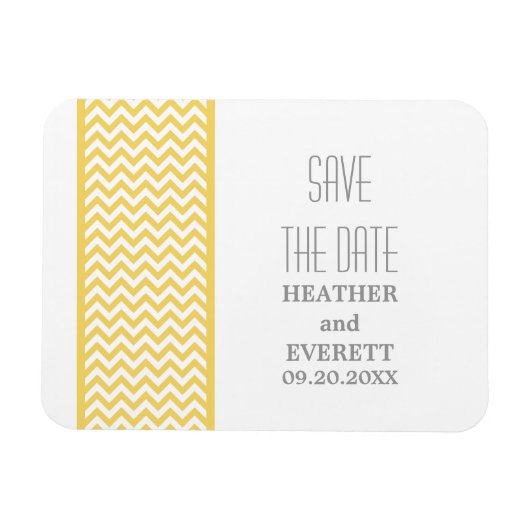 Chevron Border Save the Date Magnet, Yellow Magneet (Horizontaal)