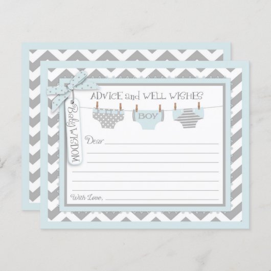 Chevron Boy Diapers Advice Kaart (Voorkant / Achterkant)