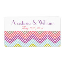 Chevron Bruiloft Water Flesetiketten
