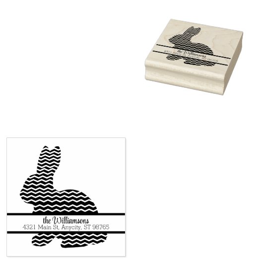 Chevron Bunny Monogram Retouradres Rubberstempel (Gestempeld)