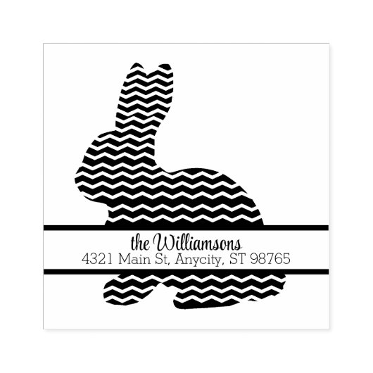 Chevron Bunny Monogram Retouradres Rubberstempel (Afrduk)