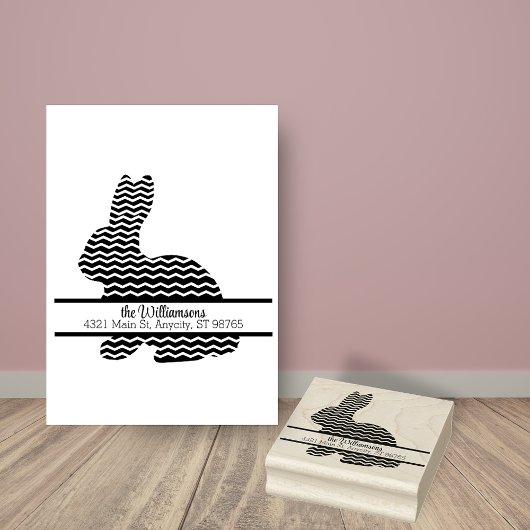 Chevron Bunny Monogram Retouradres Rubberstempel