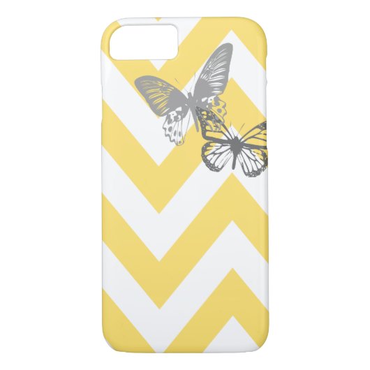 Chevron Butterflies iPhone 7 hoesje | Geel grijs (Achterkant)