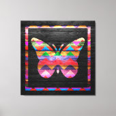 Chevron Butterfly Pattern on Wood Canvas Afdruk (Voorkant)