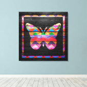 Chevron Butterfly Pattern on Wood Canvas Afdruk (Insitu (Houten vloer))