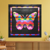 Chevron Butterfly Pattern on Wood Canvas Afdruk (Insitu (Woonkamer))