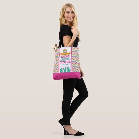 Chevron Cactus Funny Nacho Gemiddelde leraar Fiest Tote Bag (Op model)