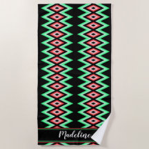 Chevron Calligrafienaam Red Green Tropical Beach