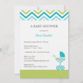 Chevron Carriage Baby shower Invitation  | Jongen Kaart (Voorkant)