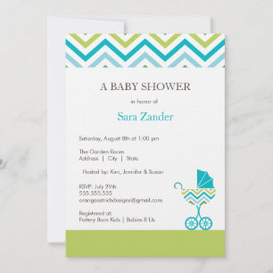 Chevron Carriage Baby shower Invitation    Jongen Kaart
