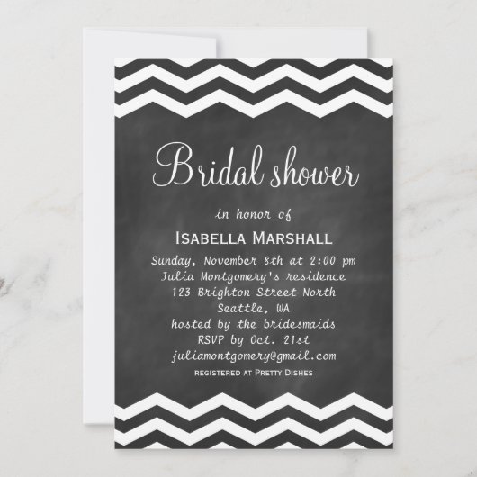 Chevron Chalkboard Bridal Shower Kaart (Voorkant)