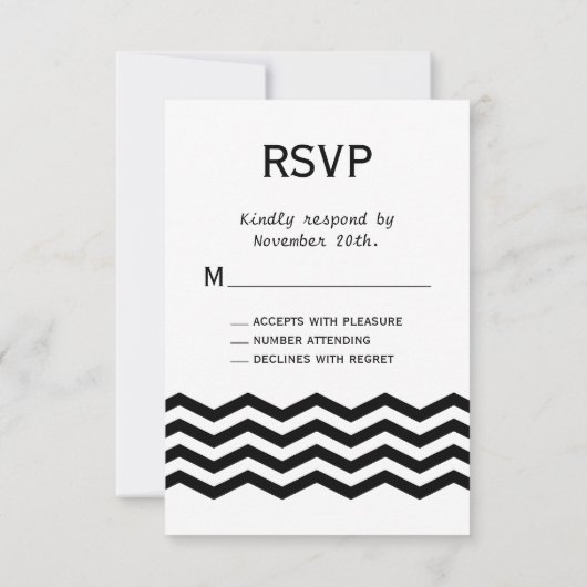 Chevron Chalkboard RSVP. RSVP Kaartje (Achterkant)