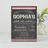 Chevron Chalkboard Surprise Birthday Invitation Kaart (Staand voorkant)