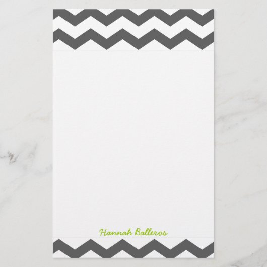 Chevron Charcoal Gray Zigzag Stripes Personalizeer Briefpapier (Voorkant)