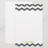 Chevron Charcoal Gray Zigzag Stripes Personalizeer Briefpapier (Voorkant / Achterkant)