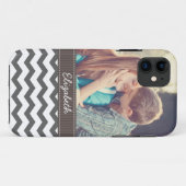 Chevron Charcoal Gray Zigzag Stripes Personalizeer Case-Mate iPhone Case (Achterkant (horizontaal))