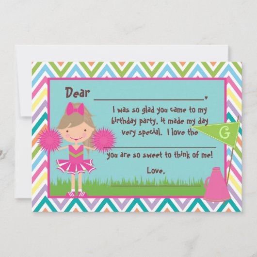 Chevron Cheer Flat Dank u wel Bedankkaart (Voorkant)