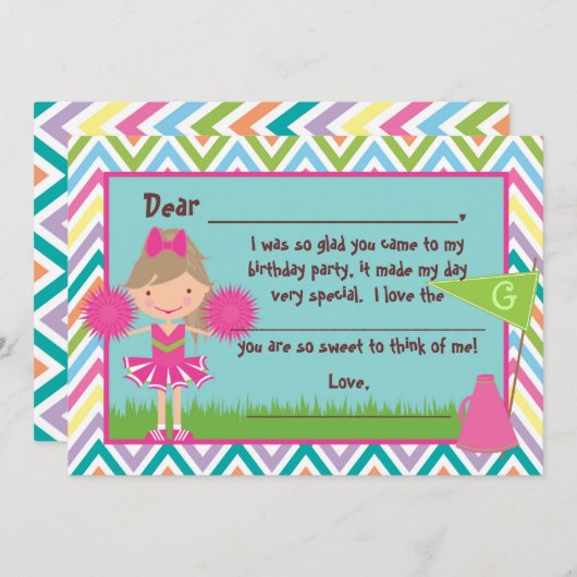 Chevron Cheer Flat Dank u wel Bedankkaart (Voorkant / Achterkant)