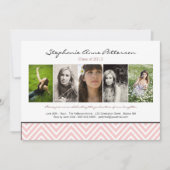 Chevron Chic 5 Foto Afstuderen Aankondiging Roze (Voorkant)