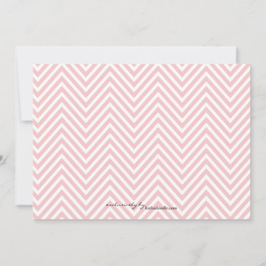 Chevron Chic 5 Foto Afstuderen Aankondiging Roze (Achterkant)