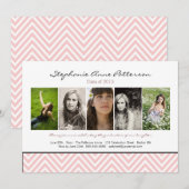 Chevron Chic 5 Foto Afstuderen Aankondiging Roze (Voorkant / Achterkant)