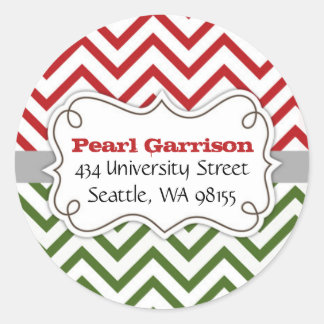 Chevron Christmas Circle retour adres label