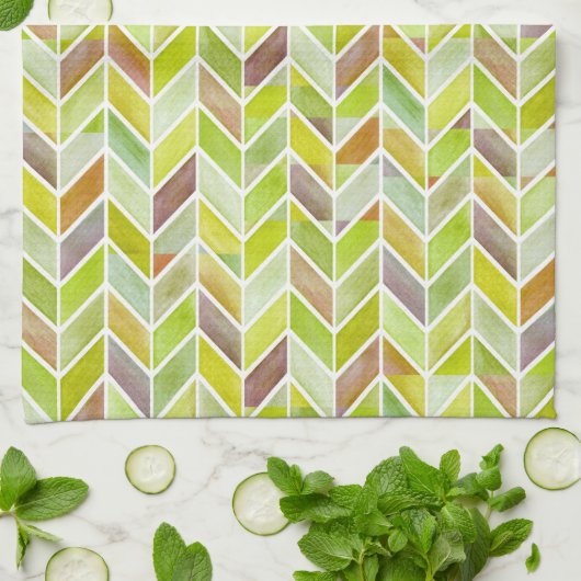 Chevron Citron Wood Kitchen Towel Theedoek (Gevouwen)