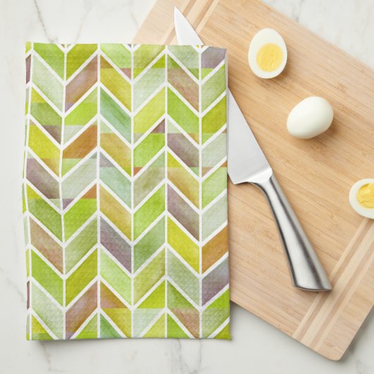 Chevron Citron Wood Kitchen Towel Theedoek (Quarter Fold)