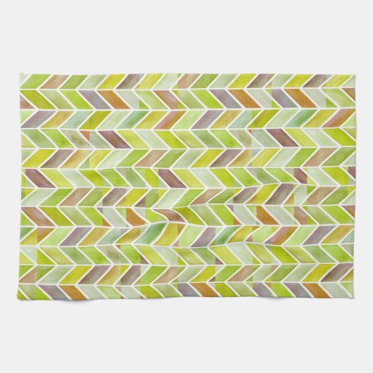Chevron Citron Wood Kitchen Towel Theedoek (Horizontaal)