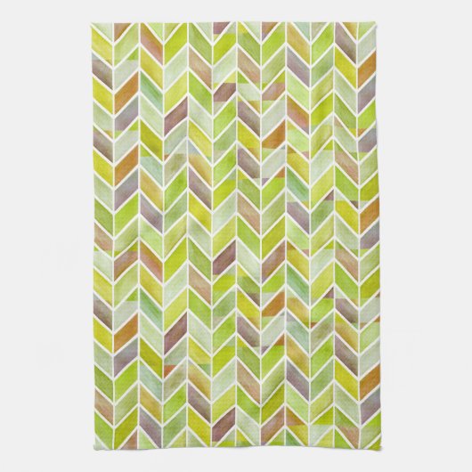 Chevron Citron Wood Kitchen Towel Theedoek (Verticaal)