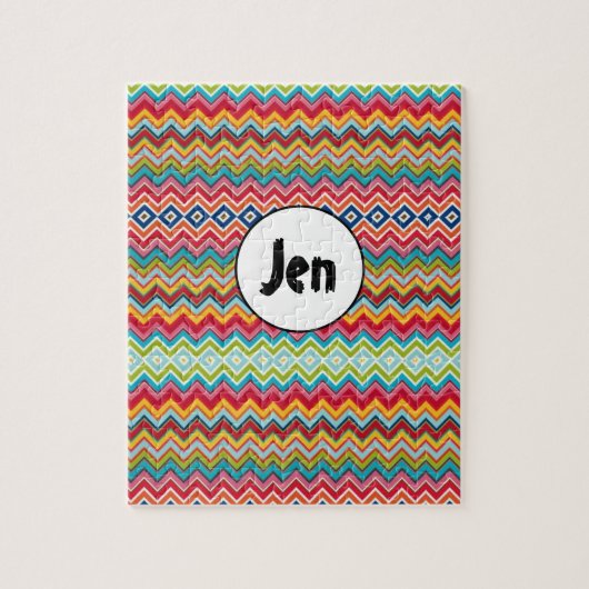 Chevron Colorful Jigzaag Puzzle Legpuzzel (Verticaal)
