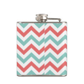 Chevron Coral en Aqua Custom Name Heupfles (Achterkant)