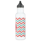 Chevron Coral en Aqua Custom Name Waterfles (Rechts)