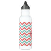 Chevron Coral en Aqua Custom Name Waterfles (Links)