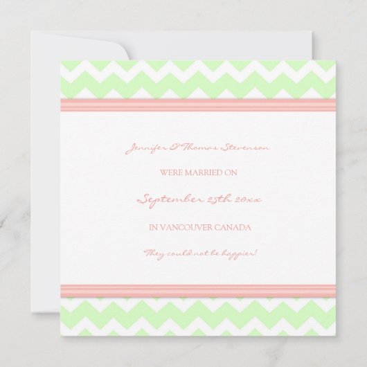 Chevron Coral Mint Elopement Aankondiging (Achterkant)