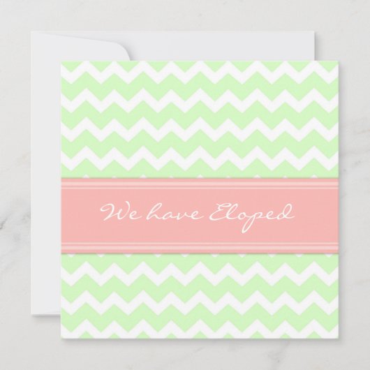 Chevron Coral Mint Elopement Aankondiging (Voorkant)