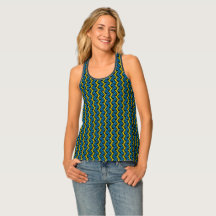 Chevron Crosshatch Blue en Yellow Zigzag Pattern