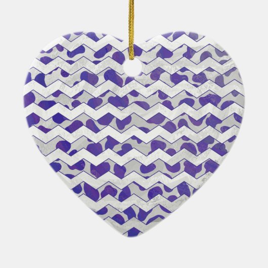 Chevron Dalmatian Paars en White Keramisch Ornament (Achterkant)