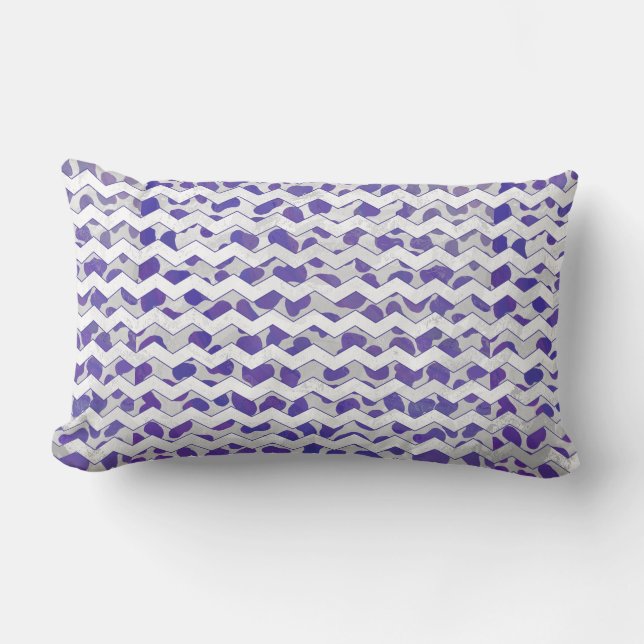 Chevron Dalmatisch Paars en Wit Kussen (Voorkant)