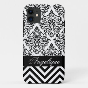 Chevron Damask Designer zwart wit Case-Mate iPhone Case